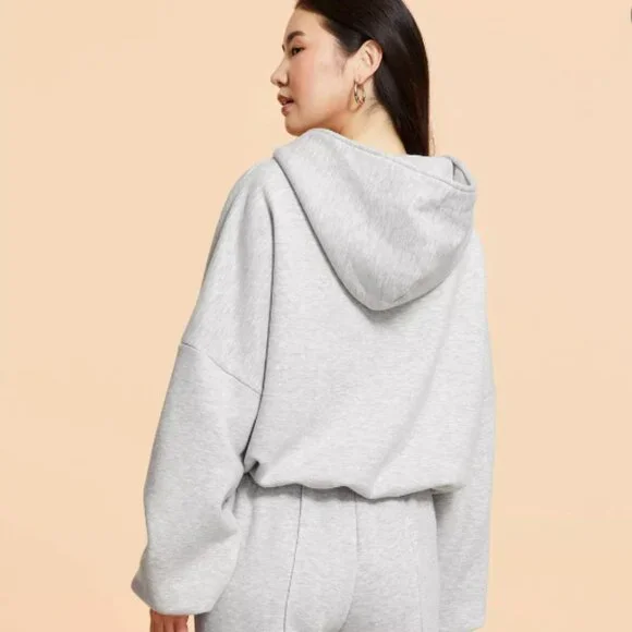 NWT Blogilates Marshmallow Full Zip Hoodie Sweatshirt Heathered Gray - Picture 2 of 13